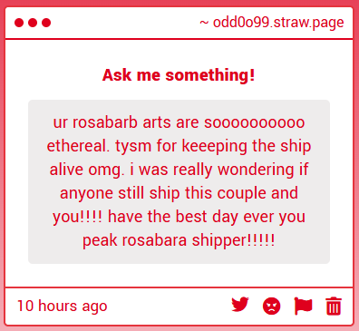 r0sabarb's tweet photo. THANK YOU THANK YOU!! ive been here for years and im not going anywhere!!!! rosabarb forever rosabarb till i die!!!!!!!!!! have a wonderful day anon <3<3<3 https://t.co/KNNbqL6N99