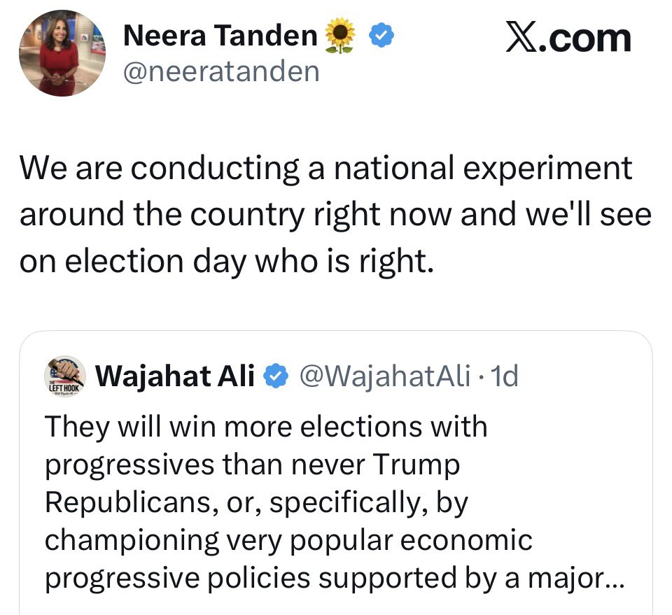 davidsirota's tweet photo. Mad scientist who has spent 25 years helping her donors corporatize the Democratic Party, thereby delivering elections to Trump and destroying the world: “We are conducting a national experiment.” https://t.co/9PpvOldirs