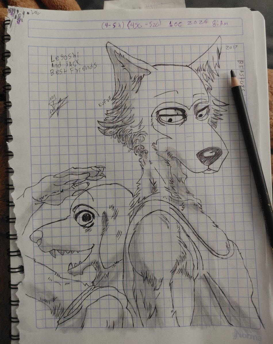 KufuzMX's tweet photo. Hola soy yo una vez más hoy otro dibujito de práctica está vez de legoshi y Jack 🐺❤️ 
#beastars #legoshi #tradicionalart #art #furryart #jackbeastars https://t.co/9aausRG7Q6