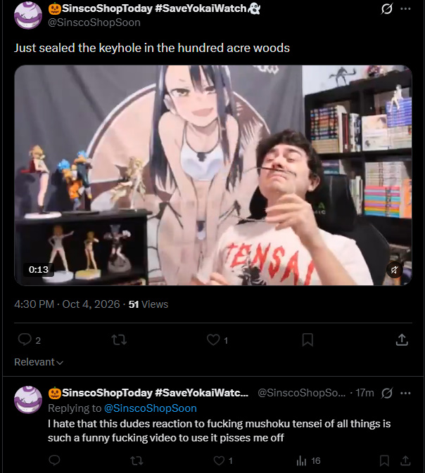 ChibiReviews's tweet photo. Its super funny how all my haters keep using my viral Mushoku Tensei video as a meme. 

It only helps spread my name and immortalize me on the internet. 

Dude has me blocked and still posting clips of my videos. Love to see it https://t.co/LK80c0Z502