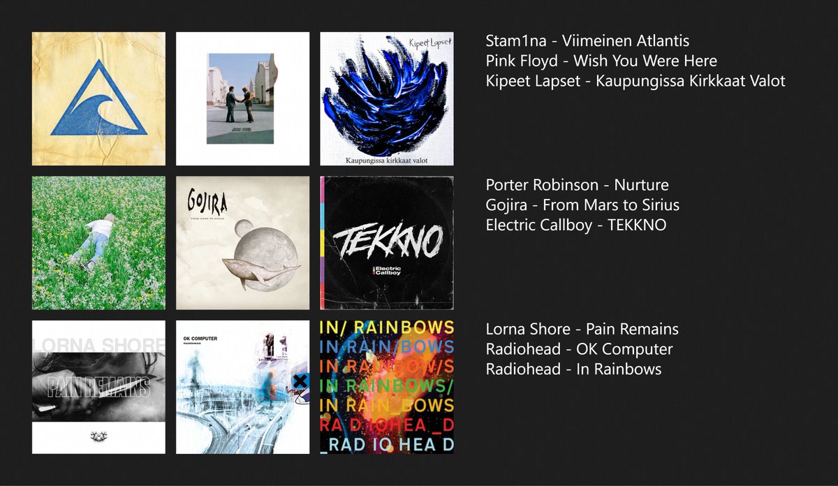 SilliestIna's tweet photo. top 9 albums in no order because i was bored https://t.co/wulCpebbU0