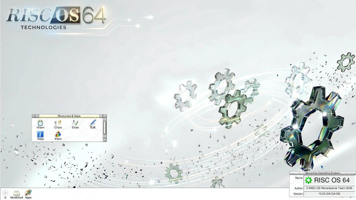 riscostech's tweet photo. #RISCOS 64Bit has Arrived and its looking like ahead of schedule https://t.co/DNbk0G0pbq
