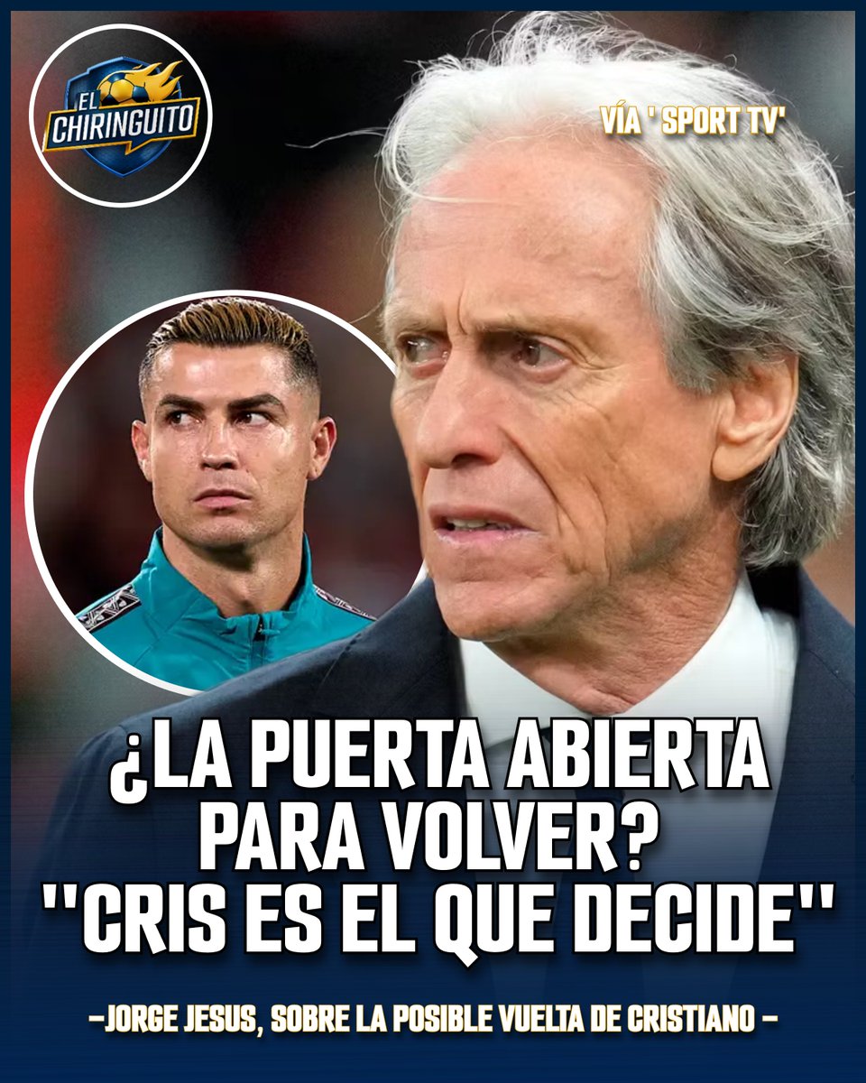 elchiringuitotv's tweet photo. 🚨 ¡JORGE JESUS le ABRE la PUERTA a CRISTIANO!

‼️ "ÉL es el que DECIDE".

💥 "NO soy QUIÉN va a DECIDIR, NI PUEDO". https://t.co/TZFTJTXQMS