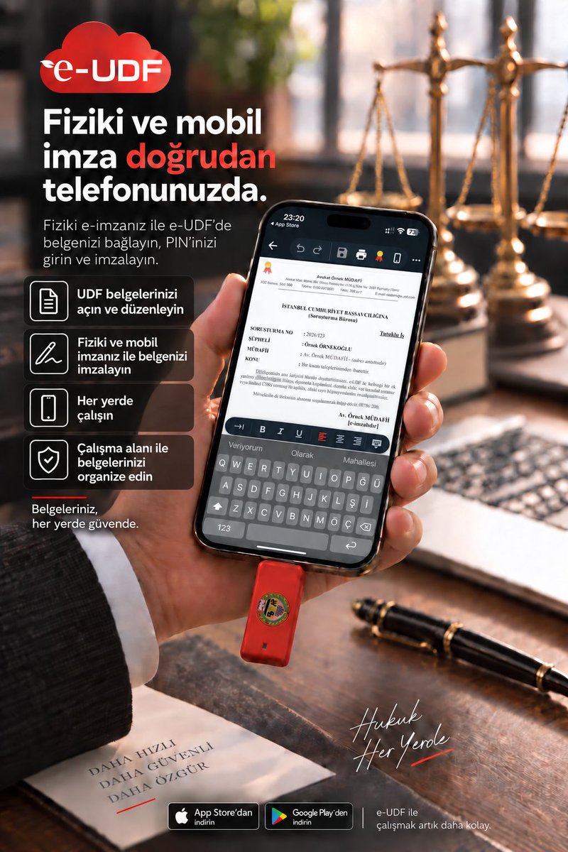 eUDFsydSOFT's tweet photo. Adliyede, kafede, her yerde: belgeleriniz yanınızda. ⚖️📱
e-UDF ile UDF belgelerinizi açın, düzenleyin ve e-imzalayın.
iPhone/iPad: https://t.co/7n7D3HG1OY
Android: https://t.co/jTXqB4I5xG https://t.co/BJWt2SRs8i