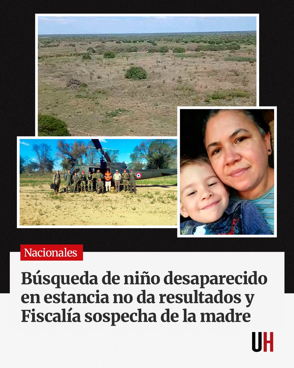 UltimaHoracom's tweet photo. Pese al intenso despliegue con más de 50 efectivos, drones y un helicóptero, no hay rastros del niño desaparecido en la estancia 6 de Enero en Presidente Hayes. 

“Hay algo más que ella no está diciendo -la madre- o le entregó la criatura a alguien o pasó otra cosa con ella”, afirmó el fiscal, abriendo formalmente la sospecha sobre una posible entrega o un hecho de mayor gravedad, ante un medio capitalino.

https://t.co/BOuyuxh7Gm