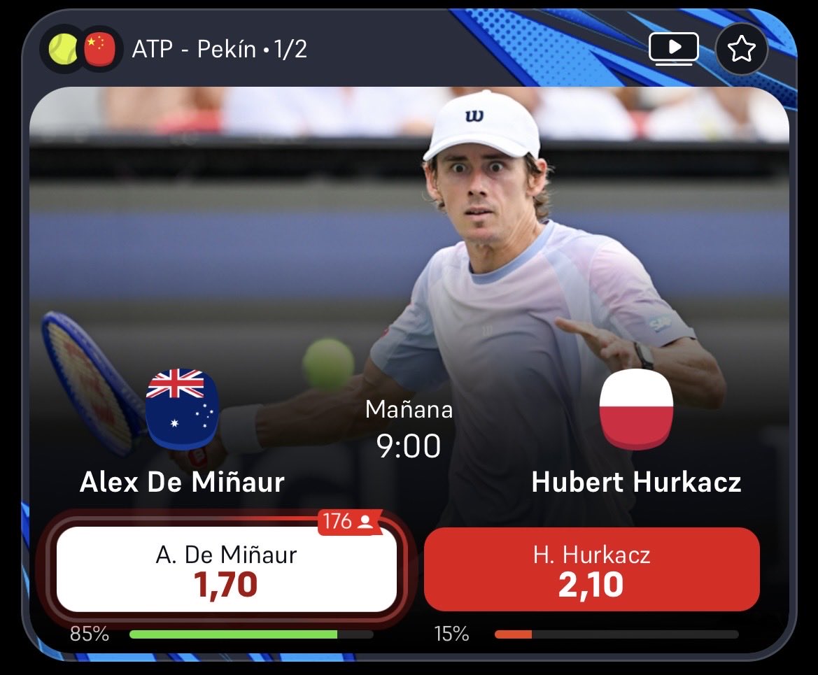 Pronosticosfizz's tweet photo. POR QUÉ NO ENTRARLE FUERTE?🫡

Mañana Hubert Hurkacz debería ganar a Alex de Miñaur en el ATP Pekín. Todo el valor está en él.

➡️ Aquí os comento por qué: https://t.co/BrVBxfIEoZ

Qué opinas? Te leo! https://t.co/2GKkpMKKh3