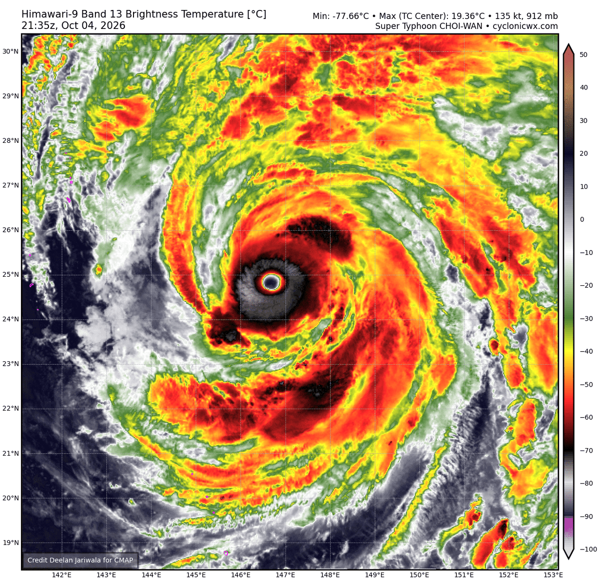 eyewallwx's tweet photo. #Typhoon #Choiwan has proved it self to be a very resilient cyclone. Despite the environment (southerly vector aligned shear, large size of the TC) favoring EWRCs, secondary eyewall formation has not occurred due to repeated dry air intrusions, which end up shielding the core! https://t.co/REMzuwdhmQ