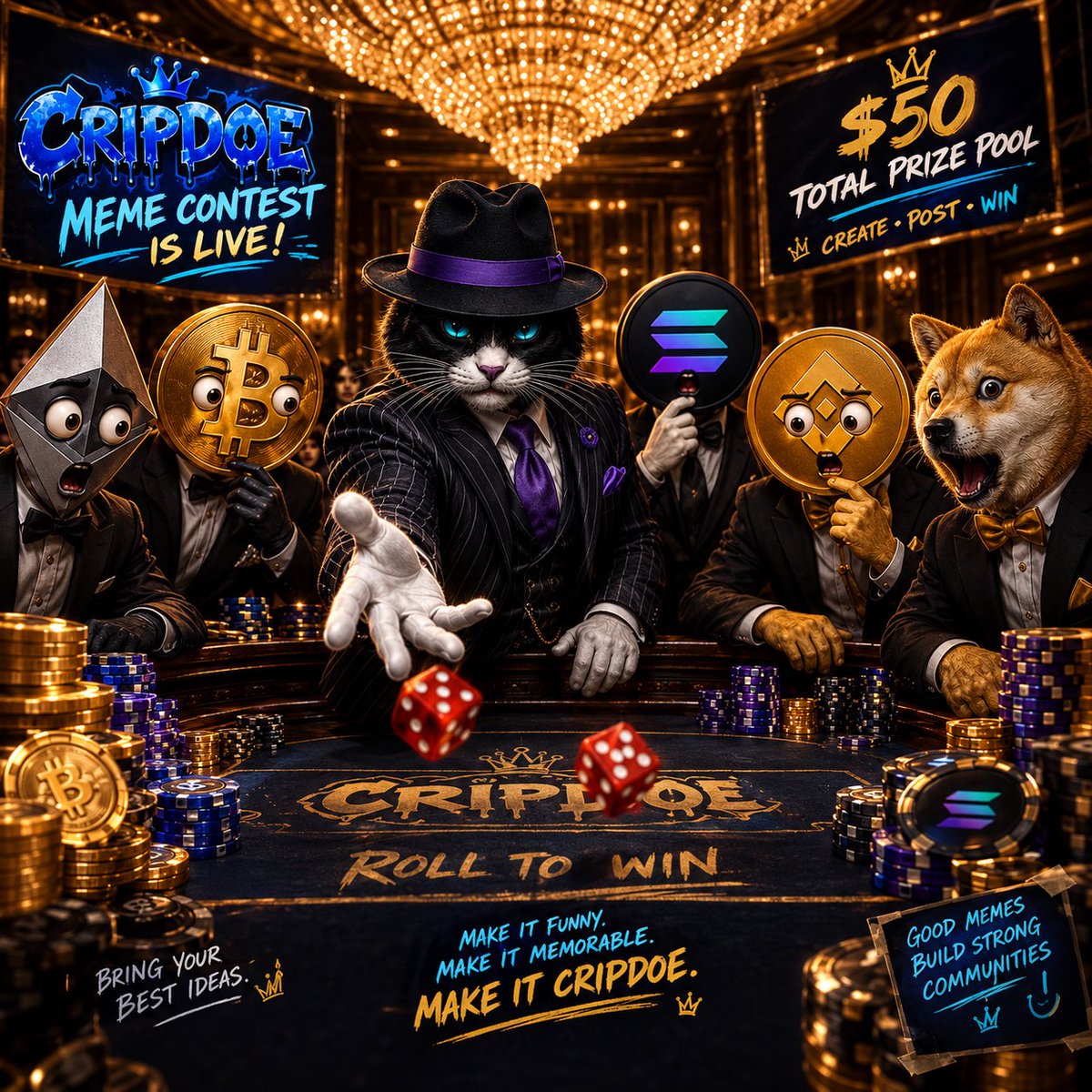 gem_eth1's tweet photo. 🎰 The table is hot. The memes are hotter. 🔥

$50 prize pool. One chance to make your meme unforgettable. 👀

Create. Post. Win. 🏆
Make it funny. Make it CRIPPDOE. 💙#CripDoeCoin https://t.co/PES00Gcdsa