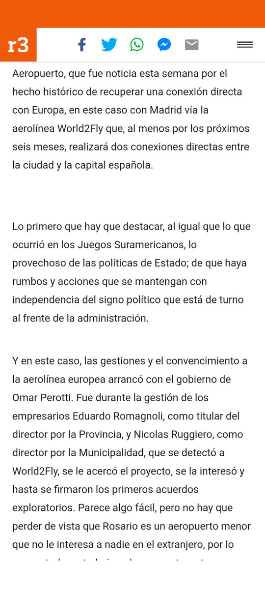 AugustoSaracco's tweet photo. Lean la nota de hoy en  @Rosariotres , dónde el periodista @GalindezM3  cuenta acerca del show del Aeropuerto de Rosario y los inconvenientes con el vuelo a MAD @world2fly
Deberían sacarse el antifaz y ver un poco más la realidad. Celebro pero  ⚠️ 
https://t.co/KyZ8huWEAY https://t.co/5bew2QPwhv