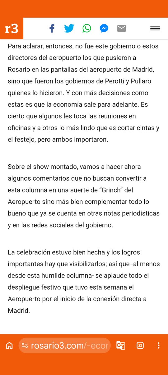 AugustoSaracco's tweet photo. Lean la nota de hoy en  @Rosariotres , dónde el periodista @GalindezM3  cuenta acerca del show del Aeropuerto de Rosario y los inconvenientes con el vuelo a MAD @world2fly
Deberían sacarse el antifaz y ver un poco más la realidad. Celebro pero  ⚠️ 
https://t.co/KyZ8huWEAY https://t.co/5bew2QPwhv