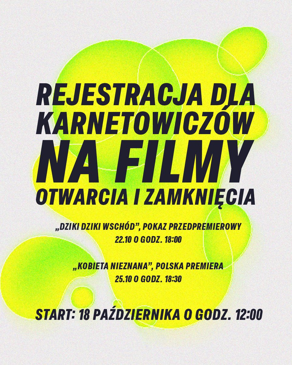 FestKameraAkcja's tweet photo. Każdy festiwal zaczyna się od odpowiedniego przygotowania. Poniżej znajdziecie 𝗶𝗻𝗳𝗼𝗿𝗺𝗮𝗰𝗷𝗲 𝗼 𝗸𝗮𝗿𝗻𝗲𝘁𝗮𝗰𝗵, 𝗯𝗶𝗹𝗲𝘁𝗮𝗰𝗵 i 𝘄𝗮𝗿𝘀𝘇𝘁𝗮𝘁𝗮𝗰𝗵.👇
Więcej szczegółów na stronie: https://t.co/dFxwgir17s https://t.co/aL5uarFdaB