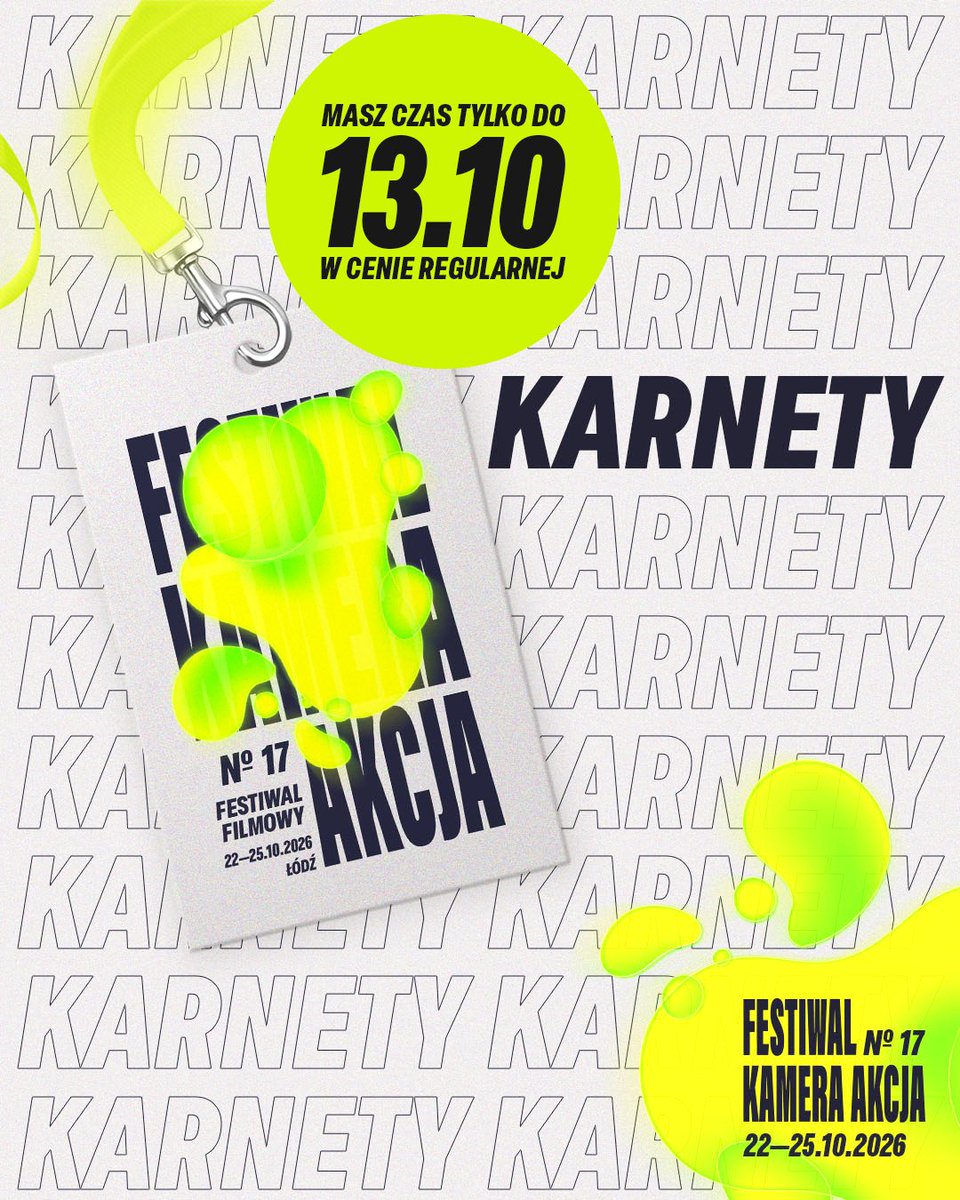 FestKameraAkcja's tweet photo. Każdy festiwal zaczyna się od odpowiedniego przygotowania. Poniżej znajdziecie 𝗶𝗻𝗳𝗼𝗿𝗺𝗮𝗰𝗷𝗲 𝗼 𝗸𝗮𝗿𝗻𝗲𝘁𝗮𝗰𝗵, 𝗯𝗶𝗹𝗲𝘁𝗮𝗰𝗵 i 𝘄𝗮𝗿𝘀𝘇𝘁𝗮𝘁𝗮𝗰𝗵.👇
Więcej szczegółów na stronie: https://t.co/dFxwgir17s https://t.co/aL5uarFdaB