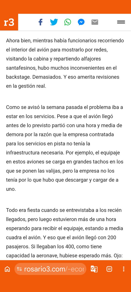 AugustoSaracco's tweet photo. Lean la nota de hoy en  @Rosariotres , dónde el periodista @GalindezM3  cuenta acerca del show del Aeropuerto de Rosario y los inconvenientes con el vuelo a MAD @world2fly
Deberían sacarse el antifaz y ver un poco más la realidad. Celebro pero  ⚠️ 
https://t.co/KyZ8huWEAY https://t.co/5bew2QPwhv