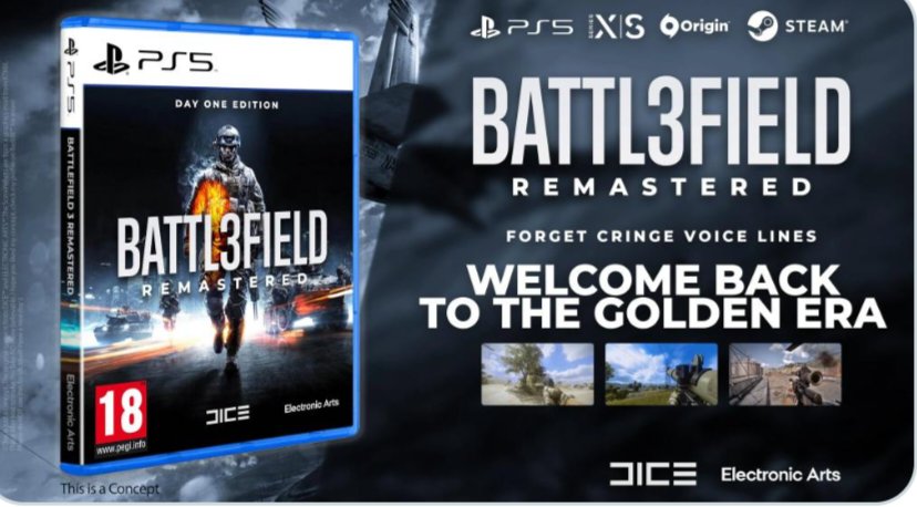 BattlefieldInte's tweet photo. 🚨 Serious Question: If Battlefield 3 Remastered was announced tomorrow, would you buy it Day One? 👀🔥

#Battlefield https://t.co/mRFVZq2Mpc