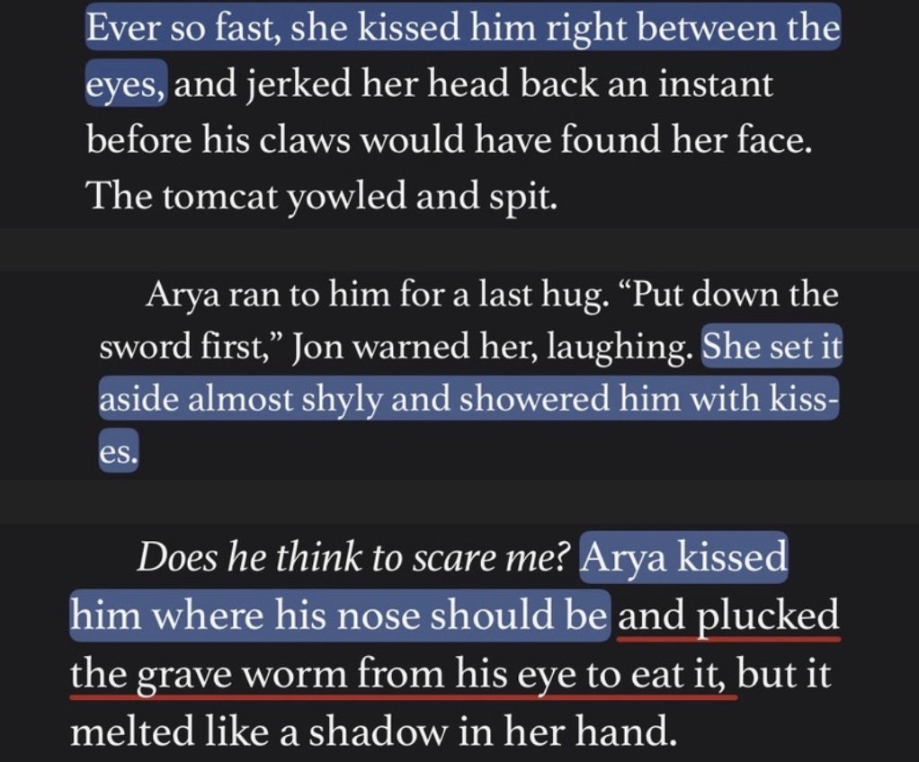 bastardsheart's tweet photo. arya + kissing what she probably shouldn’t https://t.co/sZuOZmjVrH