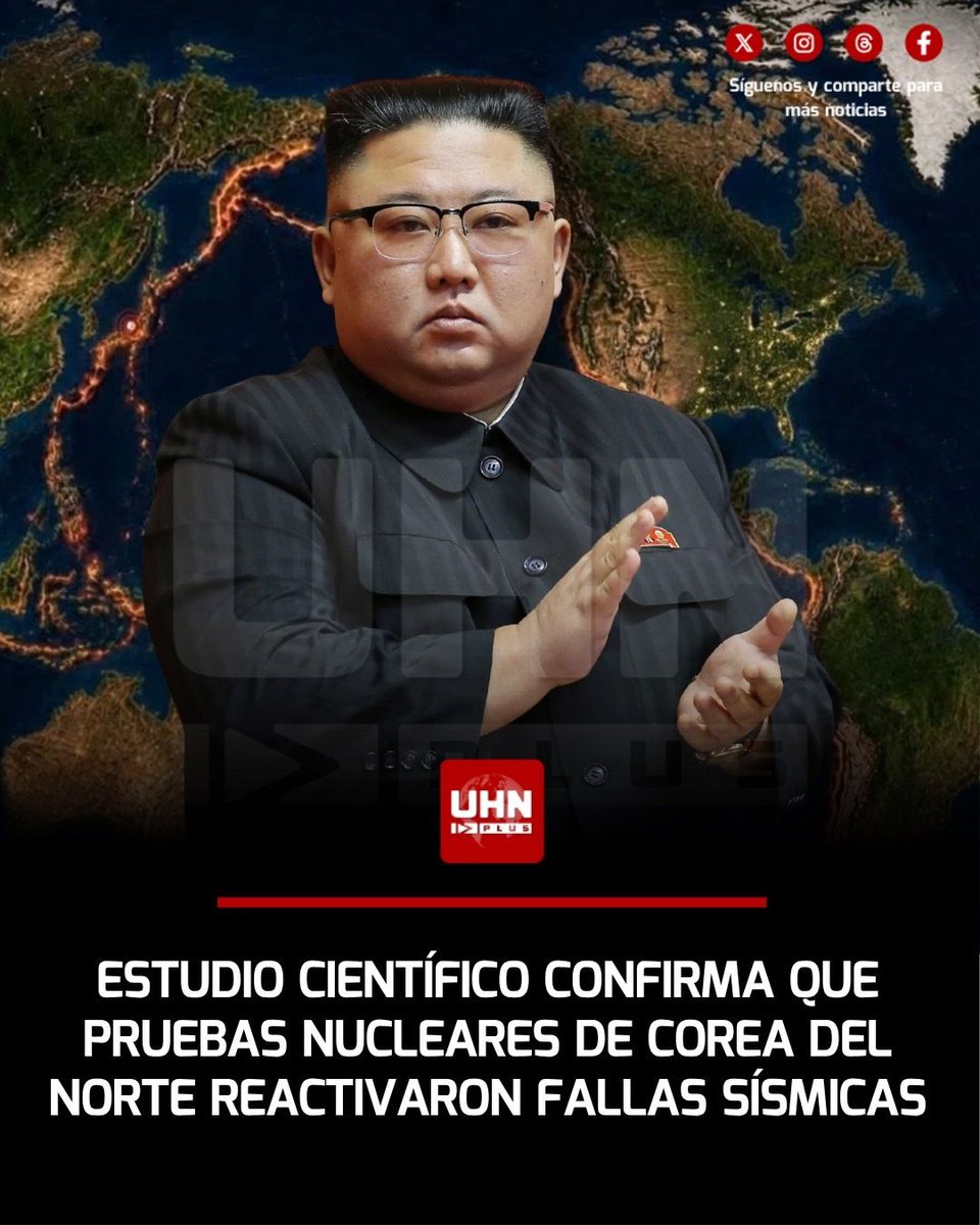 UHN_Plus's tweet photo. 🇰🇵‼️ | Un estudio publicado en la revista Science reveló que las detonaciones subterráneas de Corea del Norte alteraron permanentemente la corteza terrestre bajo el monte Mantap: investigaciones lideradas por expertos surcoreanos y chinos confirmaron más de 1.300 sismos y la reactivación tardía de fallas geológicas tras el ensayo nuclear de 2017, demostrando el impacto destructivo y los riesgos geológicos de largo plazo causados por las pruebas del régimen de Pyongyang.