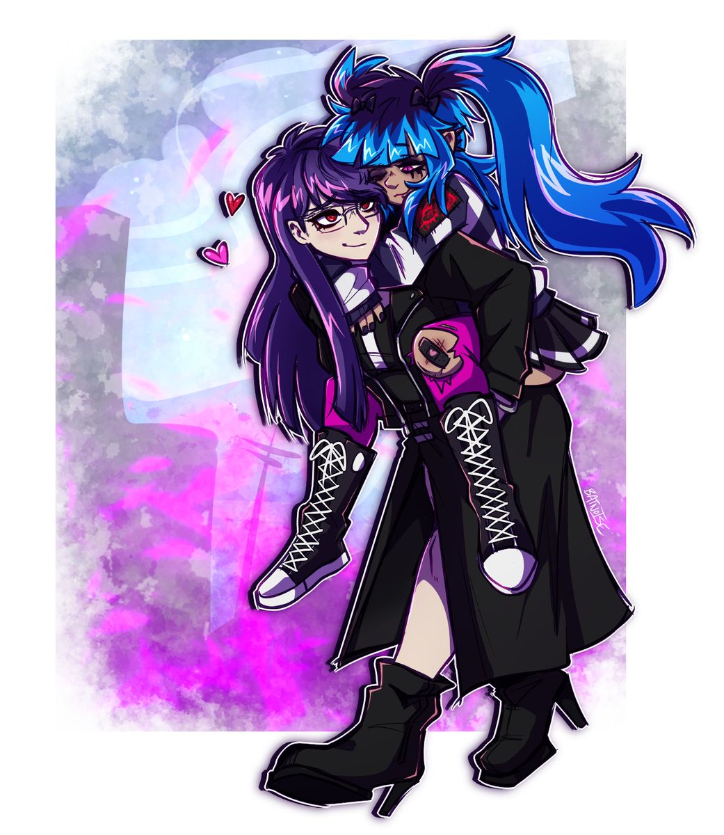 HNDRAction's tweet photo. ART FILL 🍉✨

This gorgeous art piece was requested by our generous donor Karma (@takumimir), who wanted Darumi getting a piggyback ride from Hiruko !! Filled by BATNOISE! 

Find BATNOISE:
TWT: @batnoise 
BSKY: @/batnoise.com
TUMBLR: @/batnoise https://t.co/cvgZOn7cIb