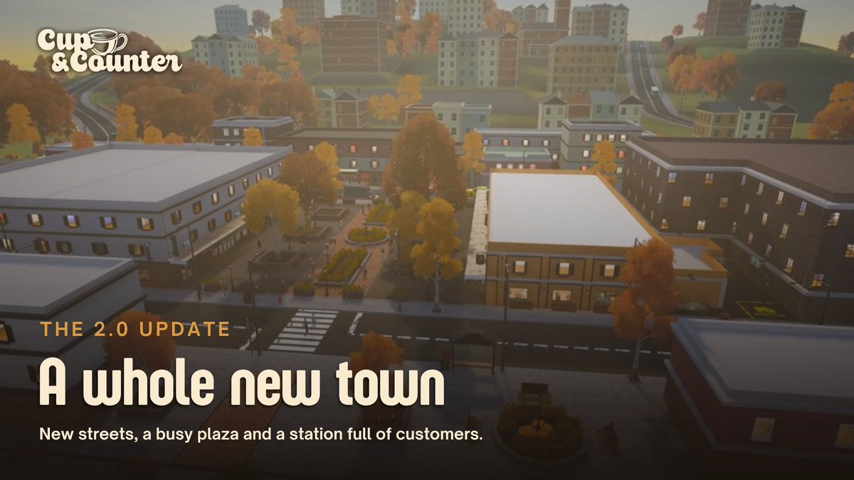 LittleBigByte's tweet photo. New streets, a busy plaza, a station full of customers. Your café has a whole new neighbourhood.
#CupAndCounter #CoffeeShopSimulator https://t.co/fHlK1gC7v0