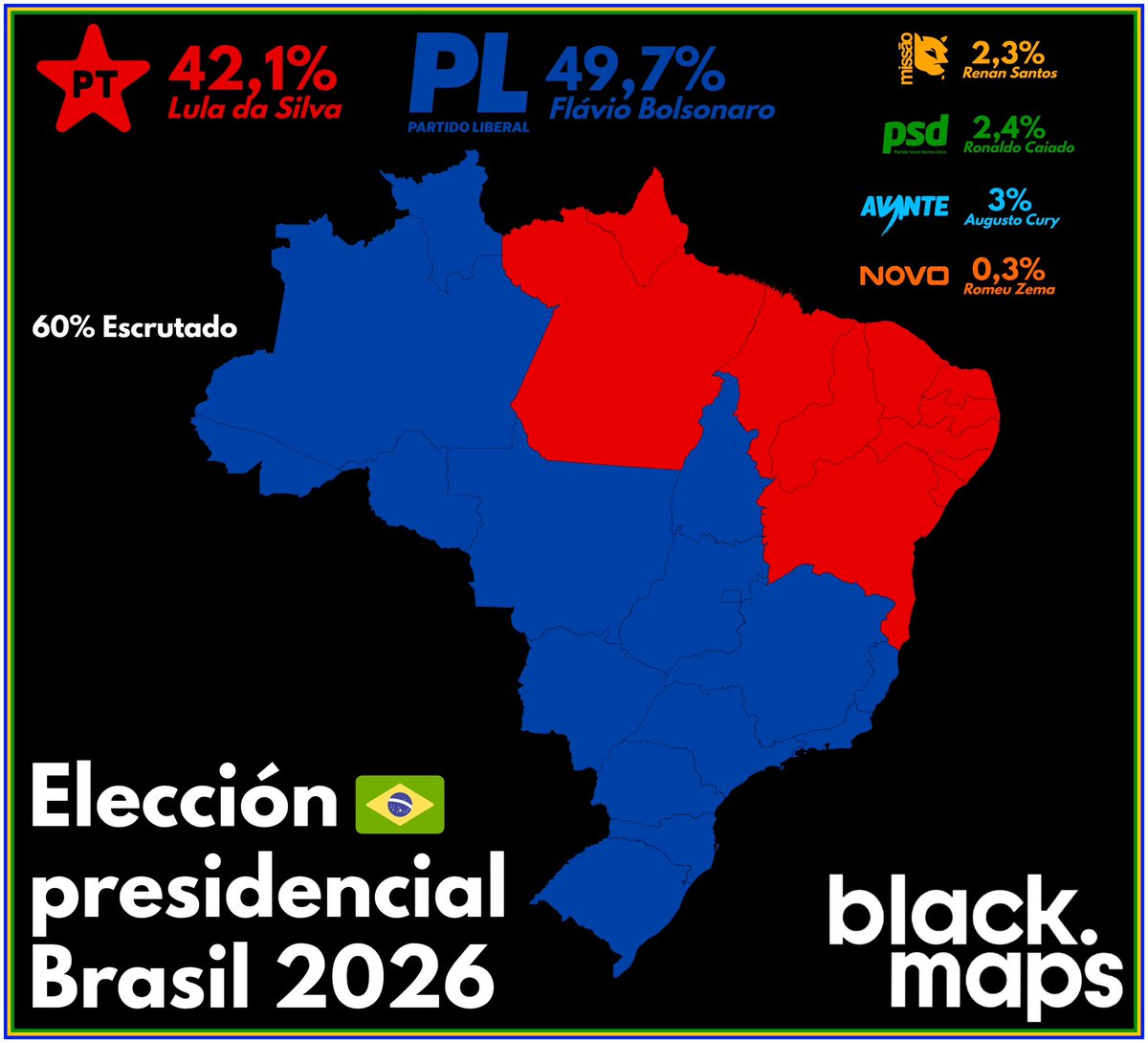 maps_black's tweet photo. Elección presidencial Brasil 2026 🇧🇷 https://t.co/ALFmn0Ss5V