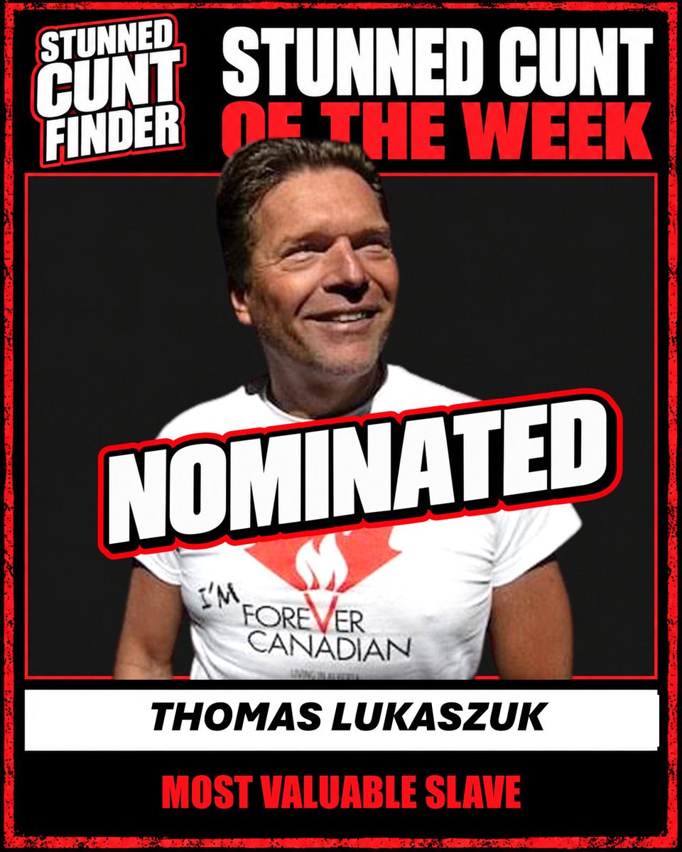 StunnedCuntFind's tweet photo. Congratulations, @LukaszukAB nominee for the  Elbows Up!/Most Valuable Slave award. 

Elbows up for Ottawa, on his knees for a halal mortgage, and sticking Alberta with the bill. 

Used to sit at the cabinet table. Now he fetches for the highest bidder. 

A well deserved nomination!