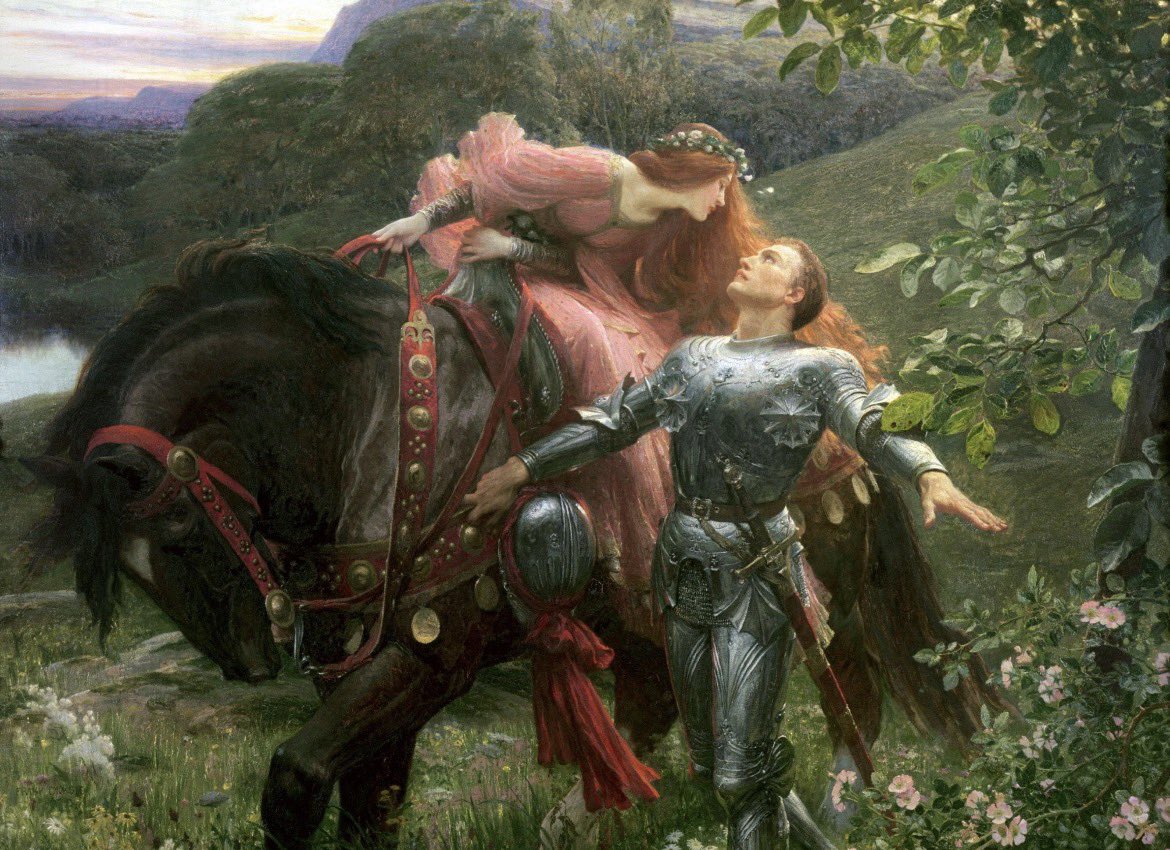 worldinseconds's tweet photo. HE THINKS SHE’S ABOUT TO KISS HIM.
HE HAS NO IDEA WHAT SHE REALLY IS. 🥀

🖼️ La Belle Dame sans Merci
👨‍🎨 Frank Dicksee
📅 1901

At first, it looks like a perfect medieval romance.

A knight.

A beautiful woman.

An intimate encounter in the forest.

But we know something he doesn’t.

👇