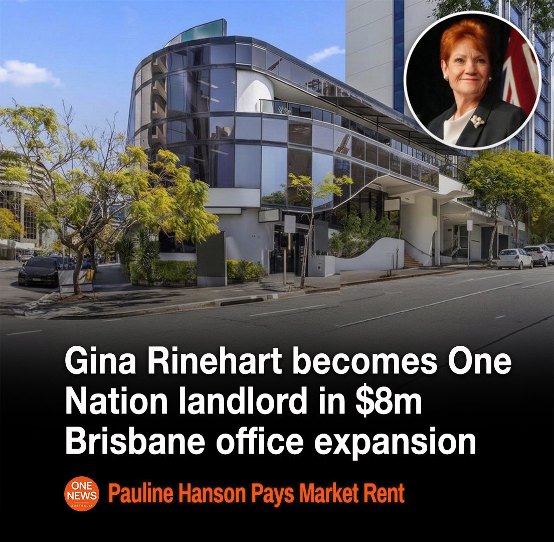 peter_jamesL's tweet photo. 🟠 GINA RINEHART BECOMES ONE NATION LANDLORD IN $8M BRISBANE OFFICE DEAL AS EXPANDING PARTY LOCKS IN SPRING HILL HEADQUARTERS 🟠 https://t.co/SMqpgY5zGo