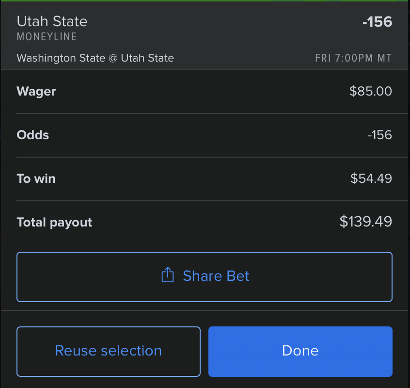 maser_aidan's tweet photo. Utah State ML
May have to wait a bit buts it's good
@OddsJam https://t.co/22zO6ARx4F