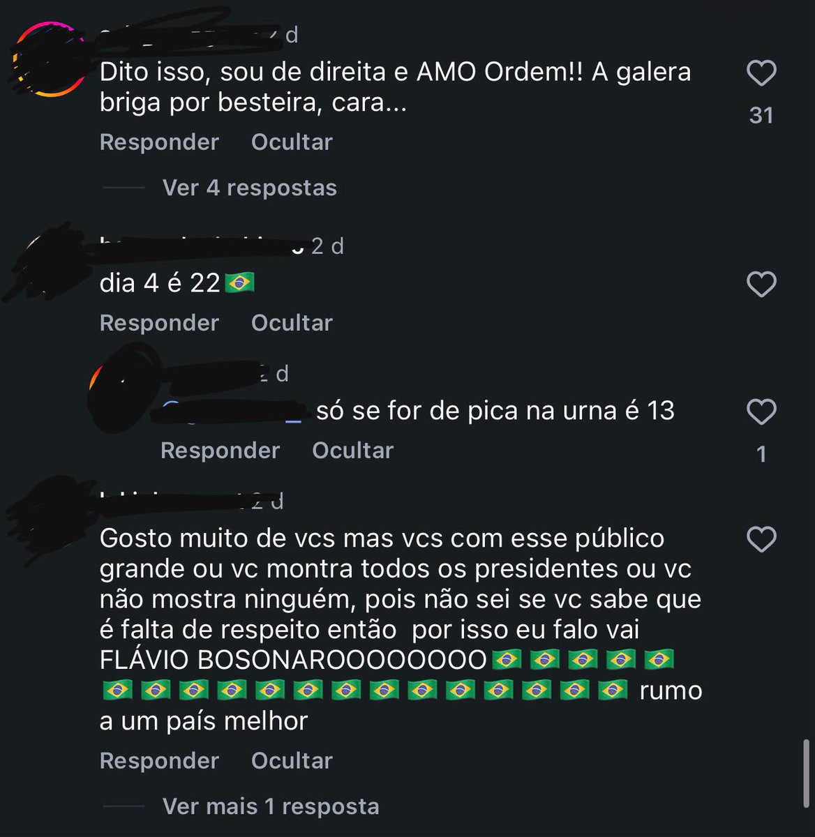 realitasnews's tweet photo. Nossa equipe resolveu postar uma colinha para as eleições com o presidente Lula e esses foram os comentários que recebemos no nosso Instagram

São centenas de comentários falando que Ordem Paranormal não tem posicionamento político e inclusive alguns que falam absurdos contra minorias

É extremamente triste como uma comunidade que é conhecida por acolher minorias esteja recebendo essas pessoas. Mais triste que isso, é que recentemente não vemos muitos posicionamentos partindo de quem constrói esse universo

Enquanto estamos perto do lançamento de uma temporada nova e a comunidade fica cada vez mais ativa, nosso país enfrenta um momento delicado e que define nosso futuro, a pergunta que fica é: o que se tornou a comunidade de Ordem Paranormal? Qual a visão que o RPG está passando para os consumidores? 

Será mesmo que o posicionamento de Ordem Paranormal está claro?
