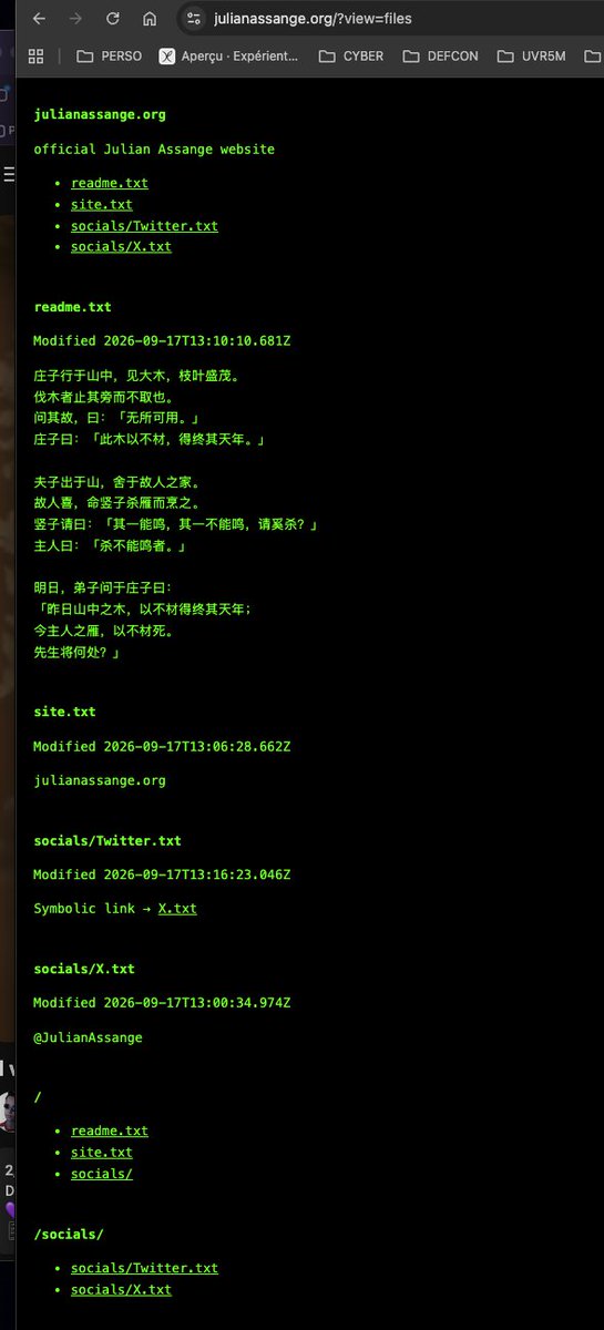 NebraskaRipple's tweet photo. @JulianAssange "Hi Julian! Just wanted to say hello and that your website puzzle was really fun. Loved how you paired the Zhuangzi paradox with the IBM mainframe. Nice touch looking behind the ?view=files curtain. Cheers from France! 🌲🪿" https://t.co/yczespT6zg