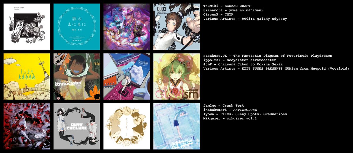 pamiejaige's tweet photo. an incredibly non-exhaustive list of some vocaloid albums &amp; compilations i'm quite fond of https://t.co/S3w7KxG1Jp