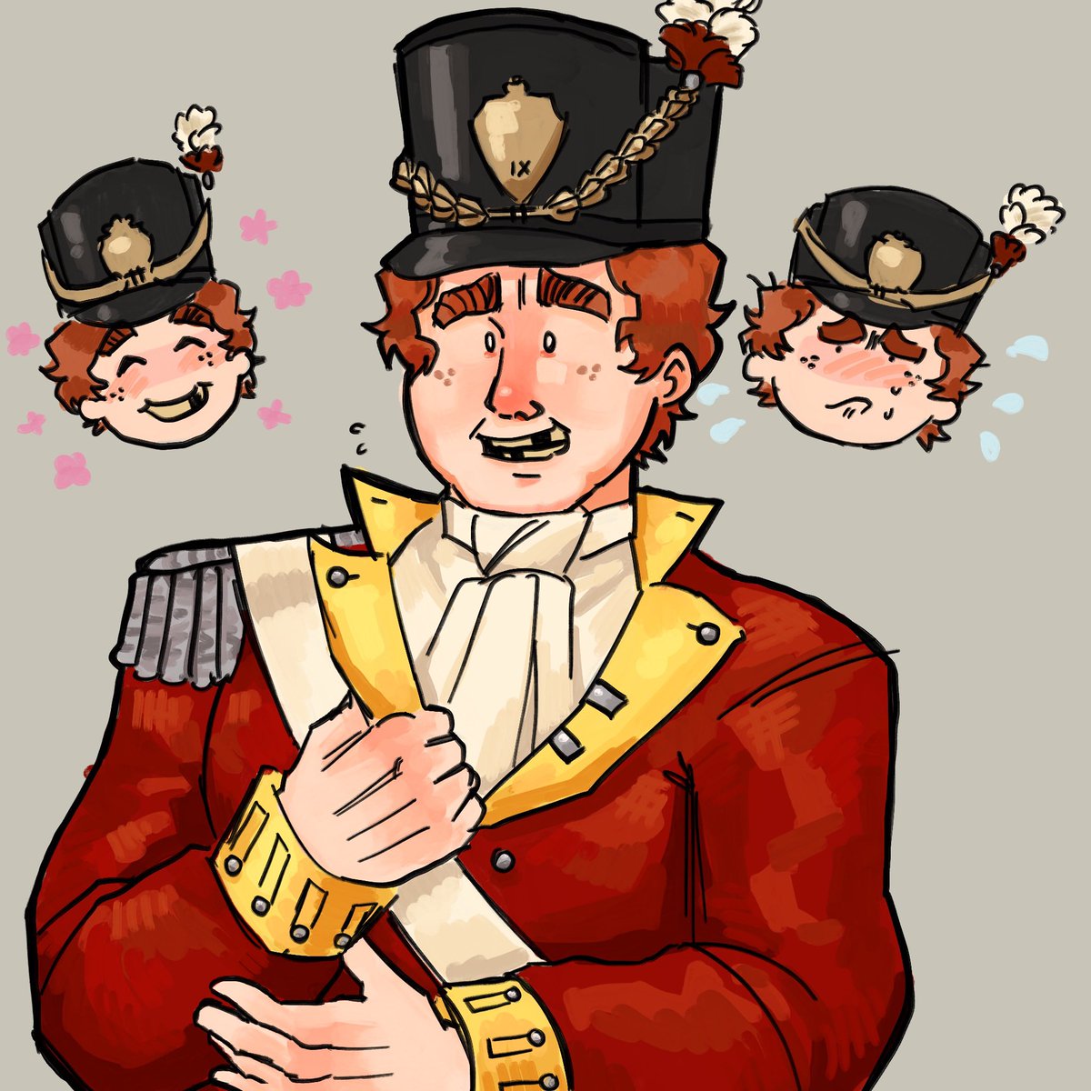 wabunguss's tweet photo. i redrew an old drawing of barry 😌
(2026 vs 1851) 
#gutsandblackpowder https://t.co/XbxWOfbrW1