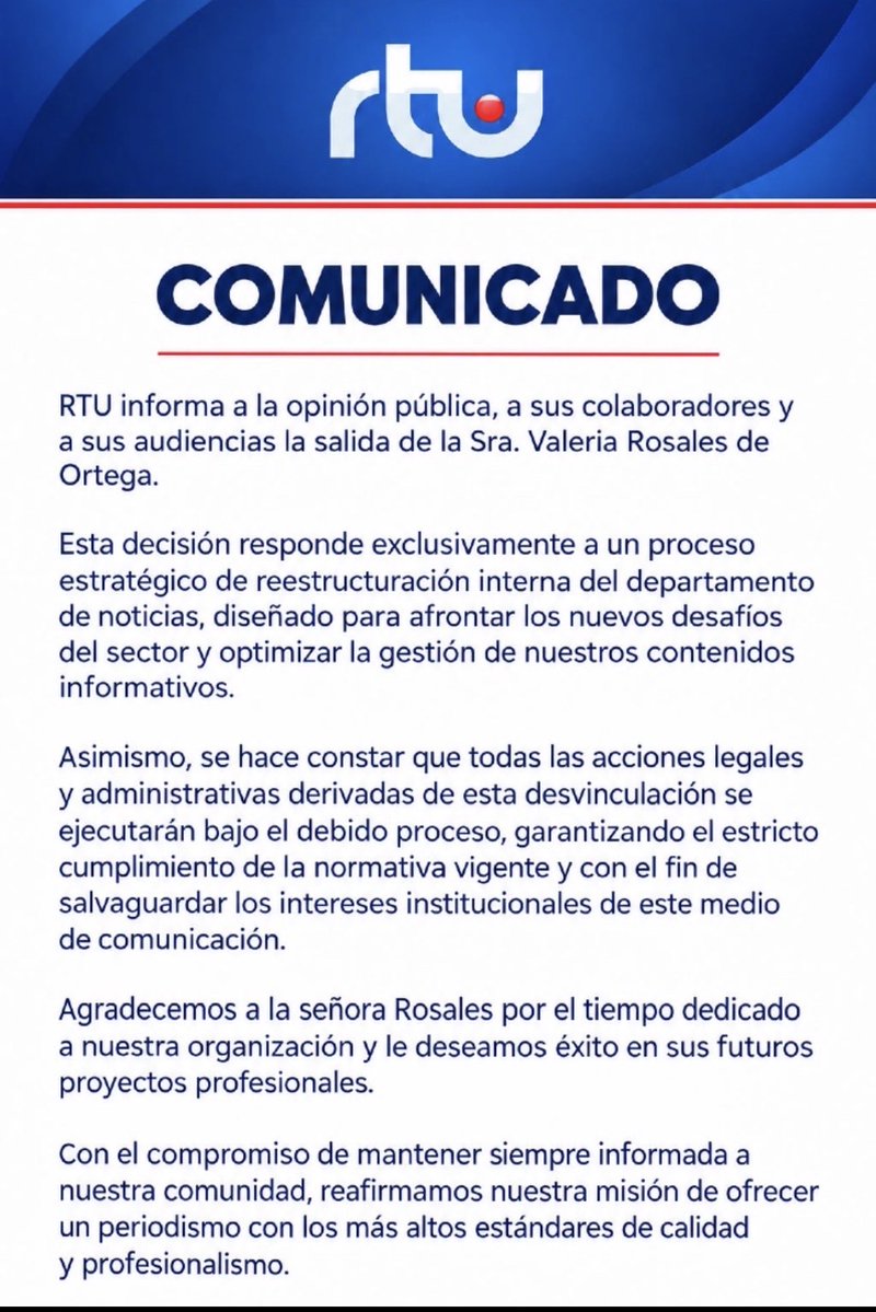 vrosalesec's tweet photo. Salen apresurados @canalrtu con un comunicado, alejado por completo de la realidad y de los hechos denunciados.
Bloquean la posibilidad de comentar y terminan hasta bloqueándome en su cuenta de X. 
Señor @cesaralarconrtu permítame retirar mis pertenencias personales, cancéleme mis haberes laborales y de seguridad social; y al menos, hágame llegar una carta, un Mail, un oficio en el que prescinde de mi trabajo por su propia decisión como indica y consigne lo que la ley le exige. @FUNDAMEDIOS