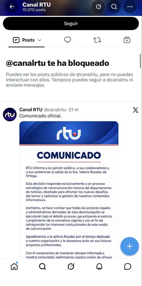 vrosalesec's tweet photo. Salen apresurados @canalrtu con un comunicado, alejado por completo de la realidad y de los hechos denunciados.
Bloquean la posibilidad de comentar y terminan hasta bloqueándome en su cuenta de X. 
Señor @cesaralarconrtu permítame retirar mis pertenencias personales, cancéleme mis haberes laborales y de seguridad social; y al menos, hágame llegar una carta, un Mail, un oficio en el que prescinde de mi trabajo por su propia decisión como indica y consigne lo que la ley le exige. @FUNDAMEDIOS