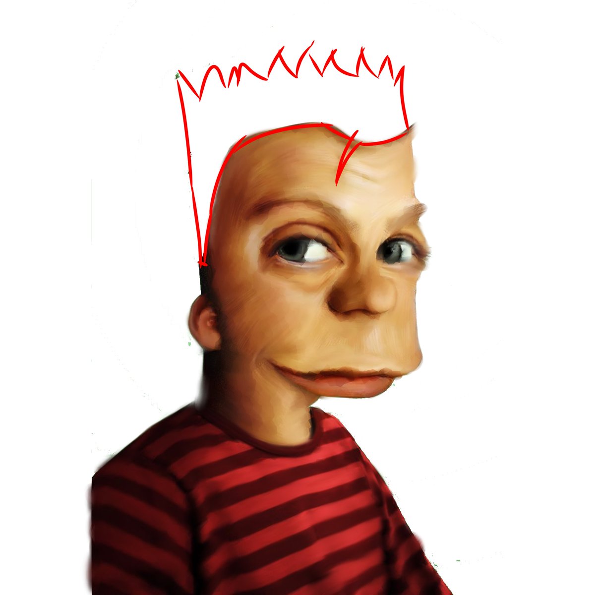 SoupGoupShelly's tweet photo. I spent 2 hours on this bart simpson for nothing. No veiws i bet. Haven’t even touched the hair yet. https://t.co/XFOlzTBN2R