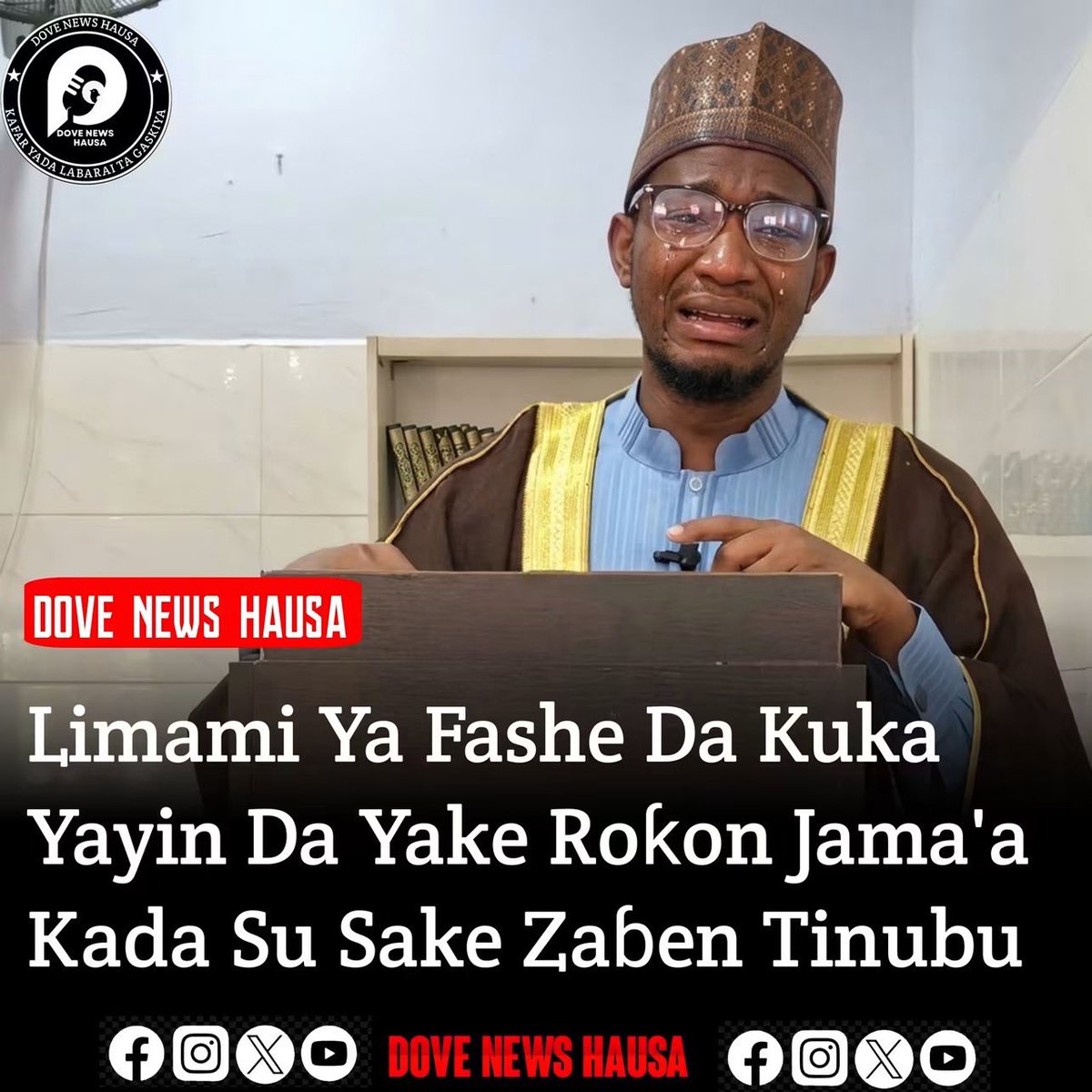 Munnirsanda's tweet photo. Limamin Masallacin Juma’a na Umar Bin Khattab da ke Rugar Juli, a garin Mararraba, Jihar Nasarawa, ya fashe da kuka yayin gabatar da huɗubar Juma’a, inda ya yi kira ga al’umma da kada su sake zaɓar gwamnatin da ke mulki a halin yanzu.

Limamin ya bayyana damuwarsa kan matsalar tsaro da ta addabi wasu jihohin Najeriya, musamman Zamfara, Sokoto, Katsina, Kebbi da Neja, yana mai cewa al’ummar yankunan na fuskantar ƙalubale sakamakon hare-hare da sauran matsalolin tsaro.

Haka kuma, ya nuna damuwa kan tsadar rayuwa da al’ummar ƙasar ke fama da ita, yana mai cewa halin da ake ciki na buƙatar kulawa da ɗaukar matakan gaggawa domin sauƙaƙa wa jama’a.

A yayin huɗubar, limamin ya yi kira ga al’umma da su yi la’akari da halin da ƙasar ke ciki wajen yanke shawarar wanda za su zaɓa a zaɓe mai zuwa.