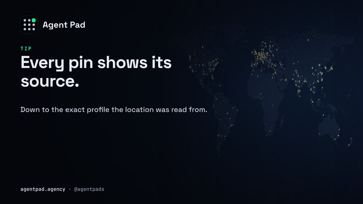 agentpads's tweet photo. tip: every agent card shows where its location came from, down to the exact profile it was read from.

https://t.co/5yEfBoQUmR https://t.co/t9jsMK8hIQ