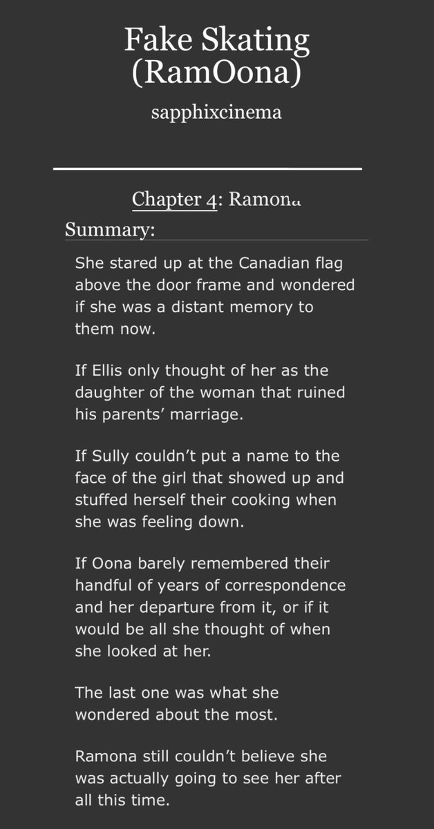 sapphixcinema's tweet photo. Fake Skating — RamOona
• Fake/Pretend Relationship
• Hockey AU
• Childhood Friends
• Chapters 3, 4, and 5
#sterlingpoint #ramoona
🔗: https://t.co/haxmztlk9E https://t.co/GDBUkwaIKA