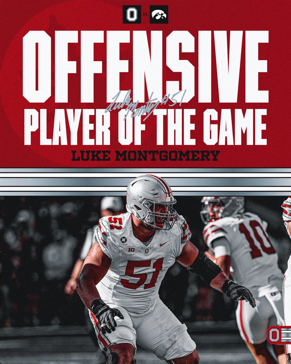 OhioStateFB's tweet photo. Offensive 𝗣𝗹𝗮𝘆𝗲𝗿 𝗼𝗳 𝘁𝗵𝗲 𝗚𝗮𝗺𝗲: @lukeMonty8 ‼️ https://t.co/ZGeTuZe3Cs