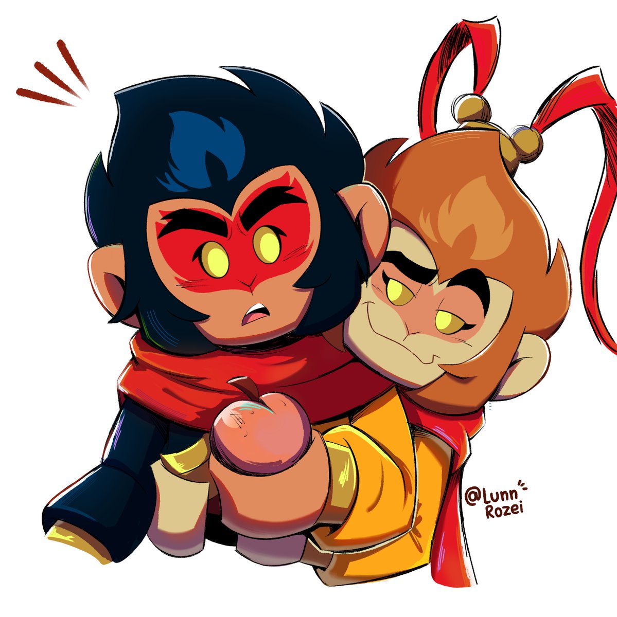 LunnRozei's tweet photo. I should make more drawings of them in the Chiikawa style, they're so cute 

#LMKfanart  #LEGOMonkiekid #Shadowpeach #Chiikawa #LmkMacaque #LMKWukong https://t.co/h0NmmGT3K9