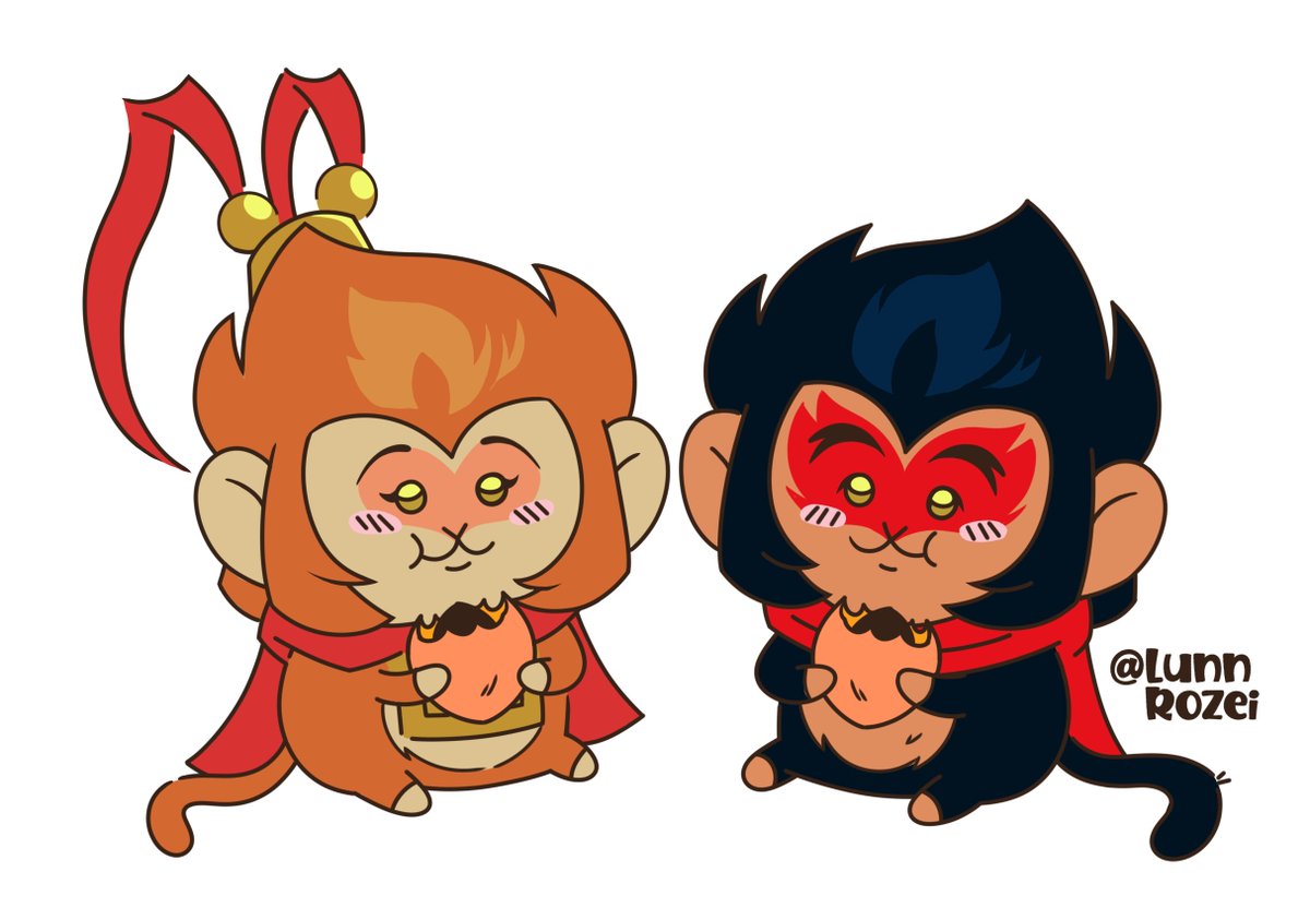 LunnRozei's tweet photo. I should make more drawings of them in the Chiikawa style, they're so cute 

#LMKfanart  #LEGOMonkiekid #Shadowpeach #Chiikawa #LmkMacaque #LMKWukong https://t.co/h0NmmGT3K9