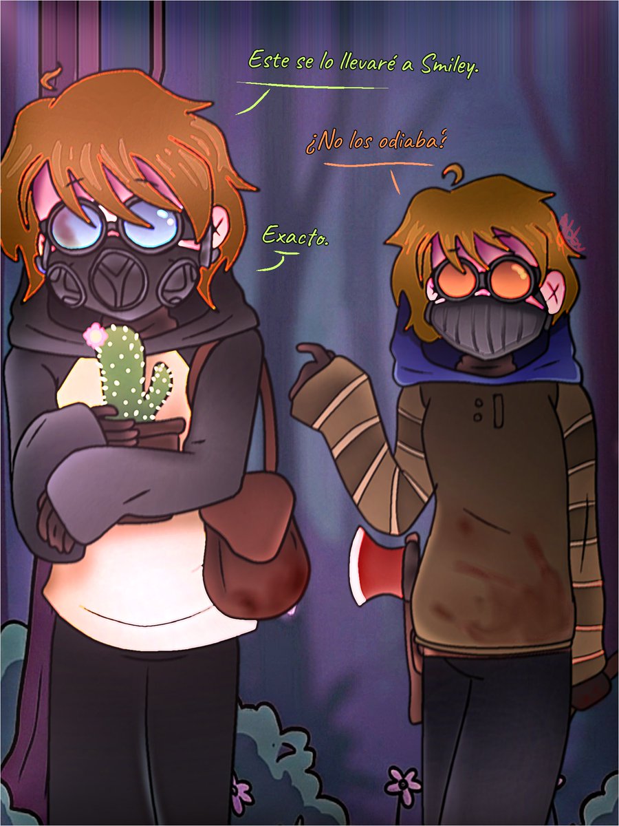Nannylovesrjam's tweet photo. Día cuatro del reto, ahora con: Cactus.🌵 

Aquí una pequeña dinámica entre Xvirus y Toby porque me gusta mucho el Headcanon de que se tratan como hermanos ¿ok?

Day four of the challenge, now with: Cactus. 🌵

Xvirus and Toby, so my favoritism with the Ticcimask isn't obvious. https://t.co/meyvWO8yDI