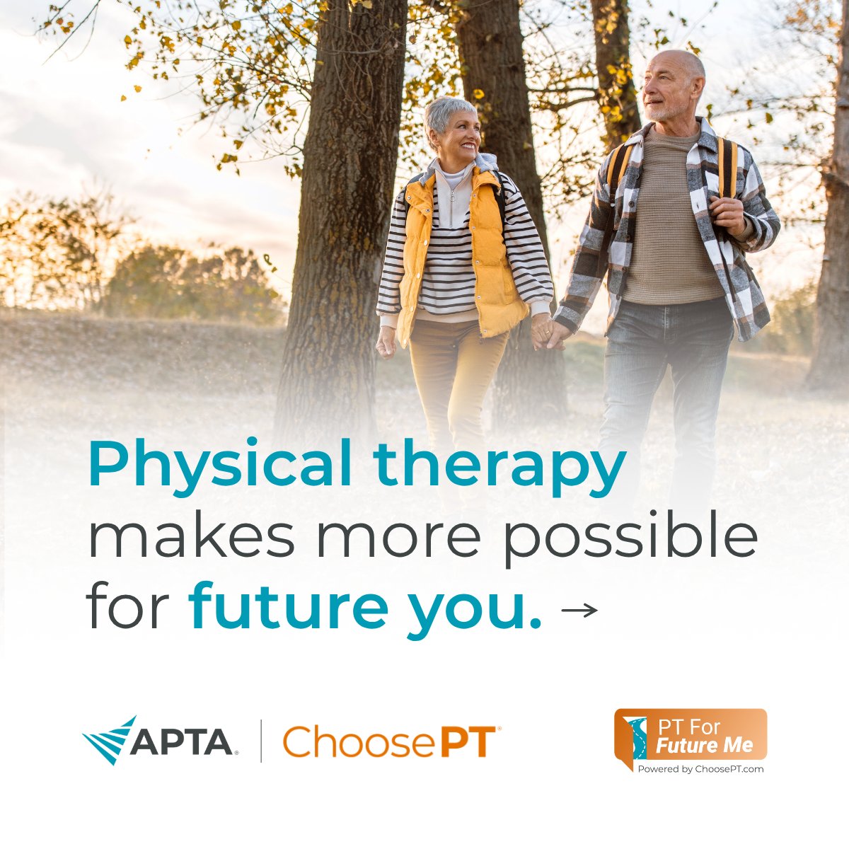 APTA_official's tweet photo. Physical therapy isn't only about recovery. It's about helping you keep doing what matters for years to come. 💪✨

This National Physical Therapy Month, we're highlighting that lifelong value through #PTForFutureMe. Learn more: https://t.co/lXVe8OLnZ3 https://t.co/k7YI0IQQtH