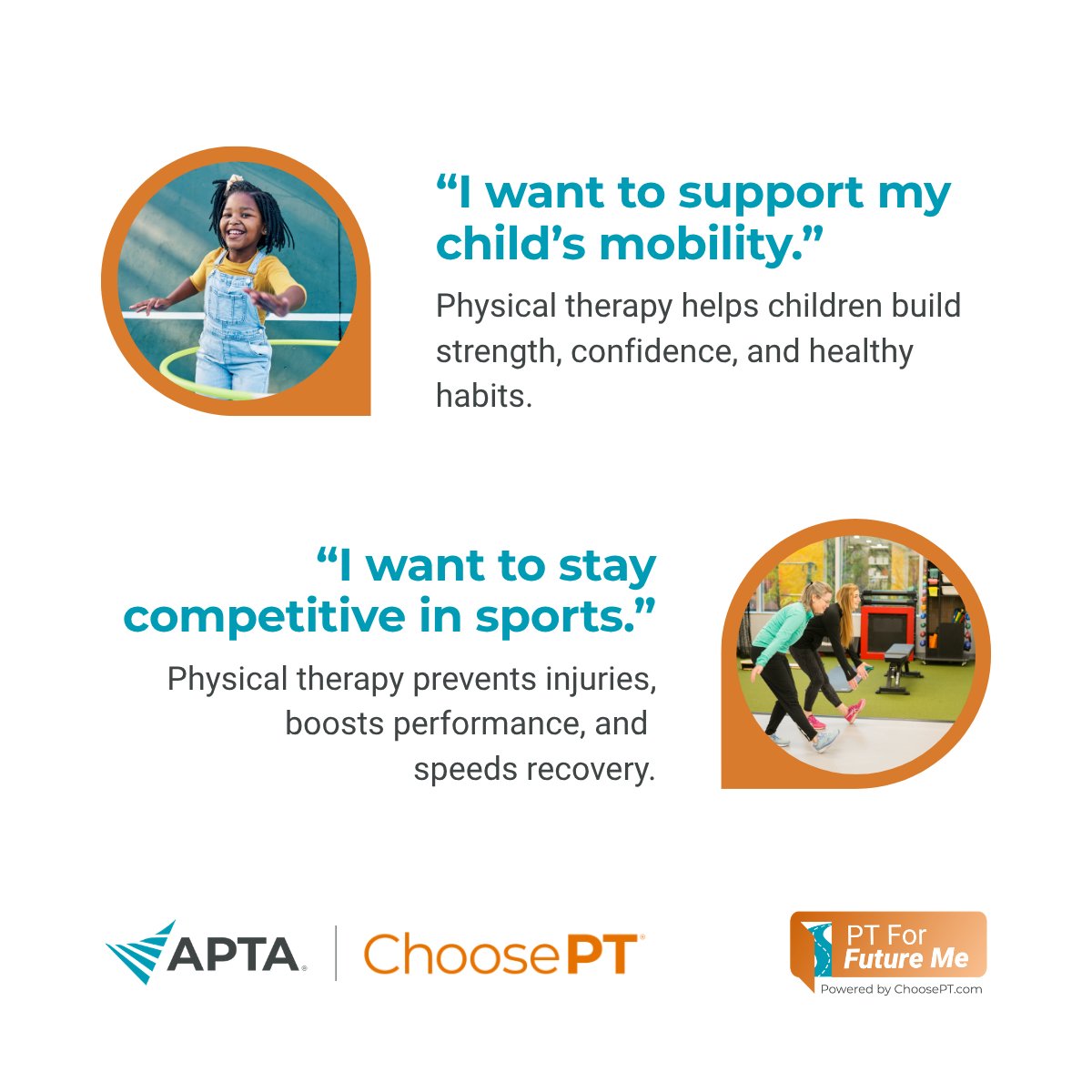 APTA_official's tweet photo. Physical therapy isn't only about recovery. It's about helping you keep doing what matters for years to come. 💪✨

This National Physical Therapy Month, we're highlighting that lifelong value through #PTForFutureMe. Learn more: https://t.co/lXVe8OLnZ3 https://t.co/k7YI0IQQtH