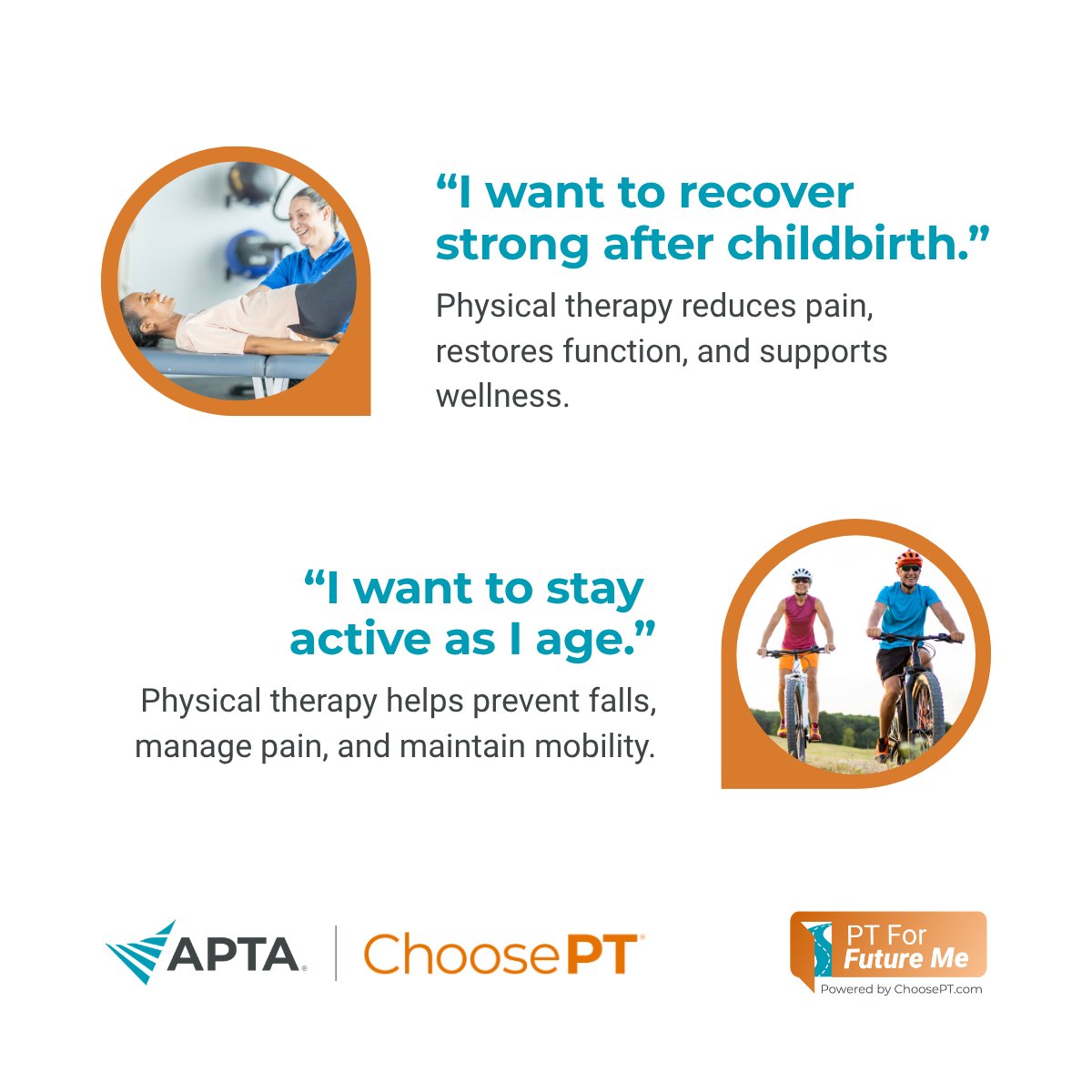 APTA_official's tweet photo. Physical therapy isn't only about recovery. It's about helping you keep doing what matters for years to come. 💪✨

This National Physical Therapy Month, we're highlighting that lifelong value through #PTForFutureMe. Learn more: https://t.co/lXVe8OLnZ3 https://t.co/k7YI0IQQtH