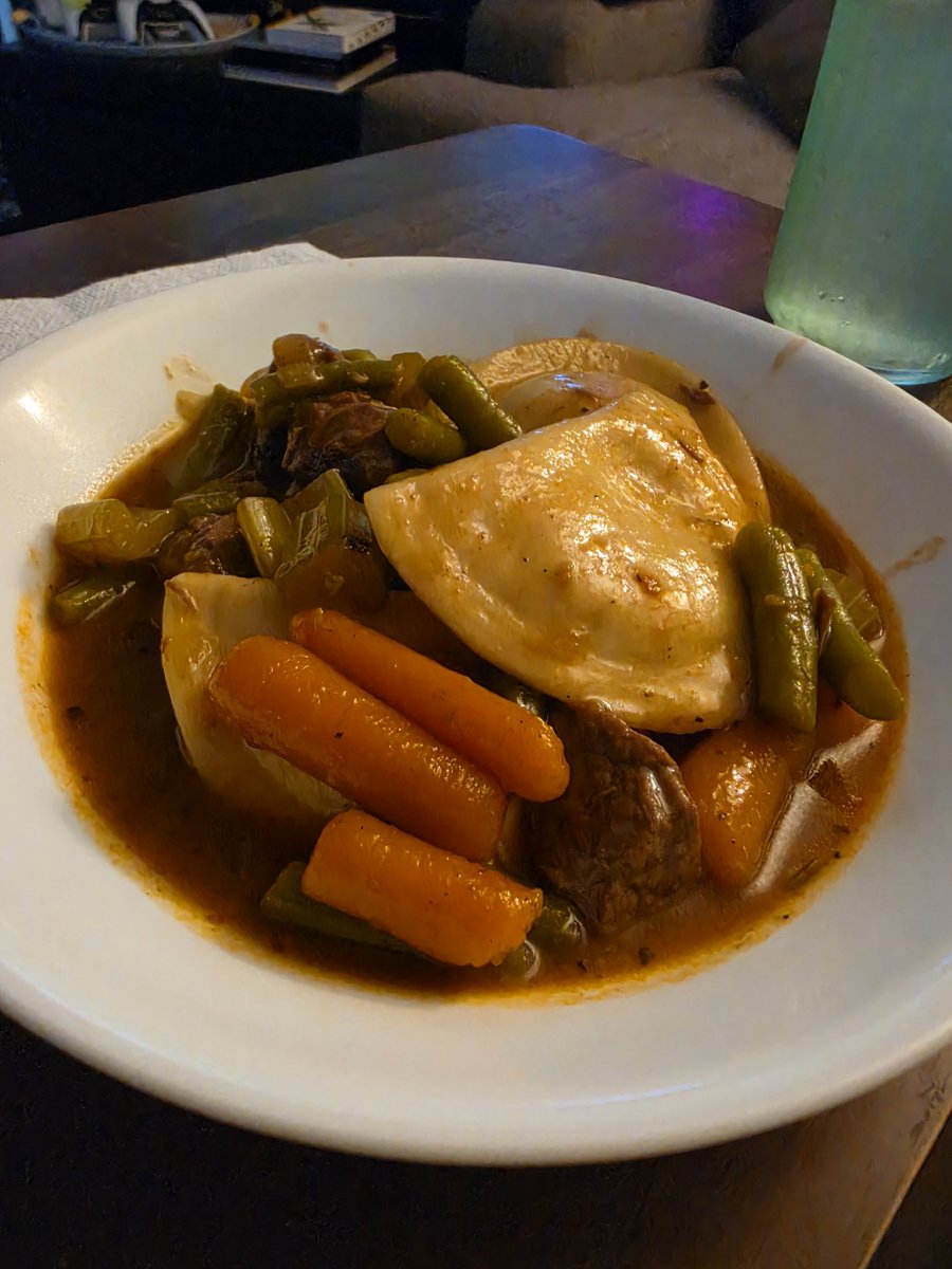 Hey_Brian's tweet photo. Nothing in the rulebook that says you can't replace the potatoes in your stew with pierogi https://t.co/1ZDmyEX4uw