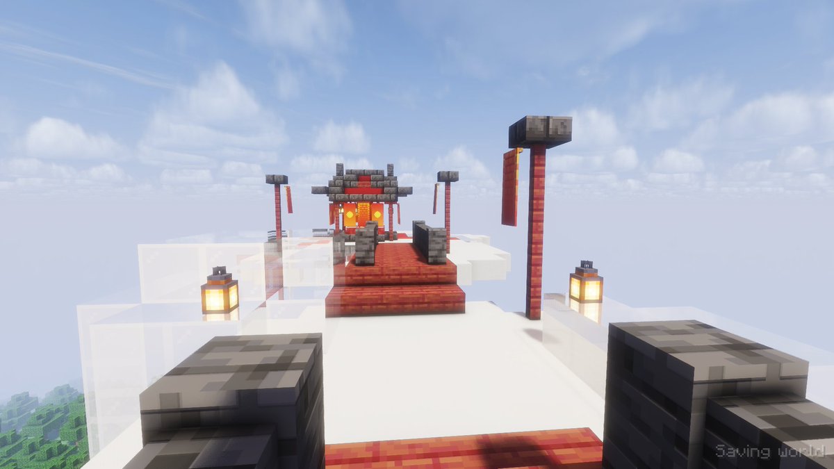RamenChupacabra's tweet photo. looked through my minecraft screenshots to find my base coords and found the cloud shrine i made made in june
she's so pretty
i remember the roof shape from the side being a pain to do lol https://t.co/uByoZJZAGw