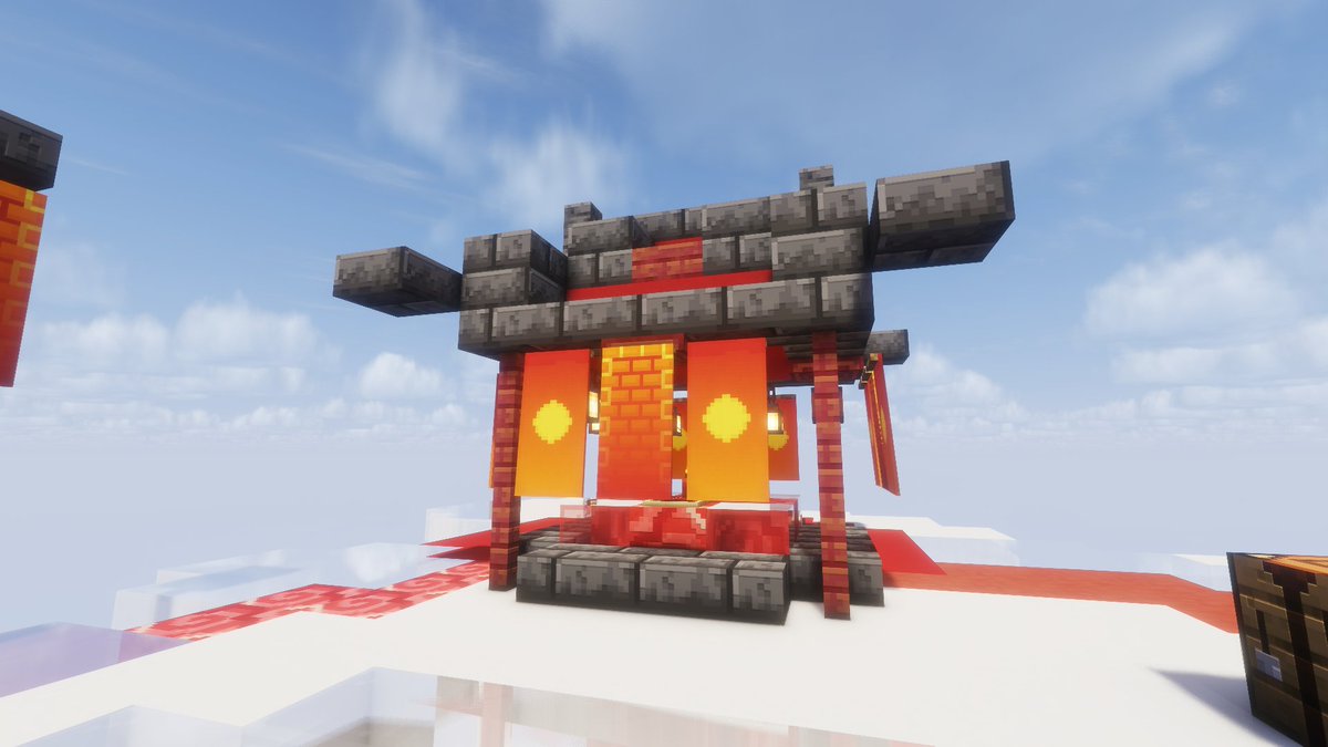 RamenChupacabra's tweet photo. looked through my minecraft screenshots to find my base coords and found the cloud shrine i made made in june
she's so pretty
i remember the roof shape from the side being a pain to do lol https://t.co/uByoZJZAGw