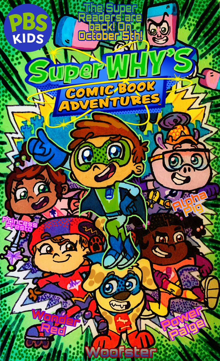 duda_wilson's tweet photo. @PBSKIDS @PBS @PbsKidsArchives @SUPERWHYTV This will honor the premiere of “Super Why’s Comic Book Adventures” with Reading 📖 &amp; Writing ✍️ #SuperWhy #SuperWhyComicBookAdventures #Reboot #PosterArt #PromoArt #PBSKids #Reading #Writing https://t.co/FY4hdm7Wmv