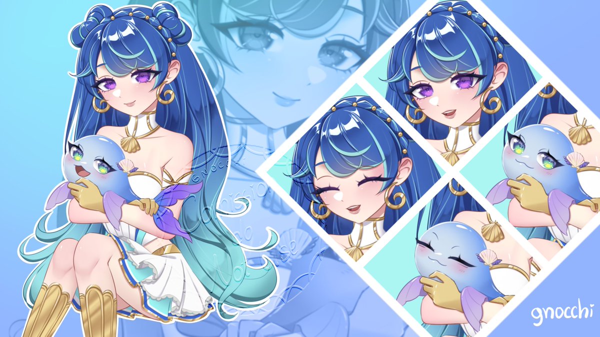 MagicMagicAuto's tweet photo. We finally get a chance to see the Honu Angels Magical Girl forms soon! First up, we have the one and only Aqua Sapphire Serenade, Kailani!  

This is a png model I'll be using on stream occasionally, but we're so excited to finally see em live!

Also, check out my Magical form 👀.  Anything stand out to you?