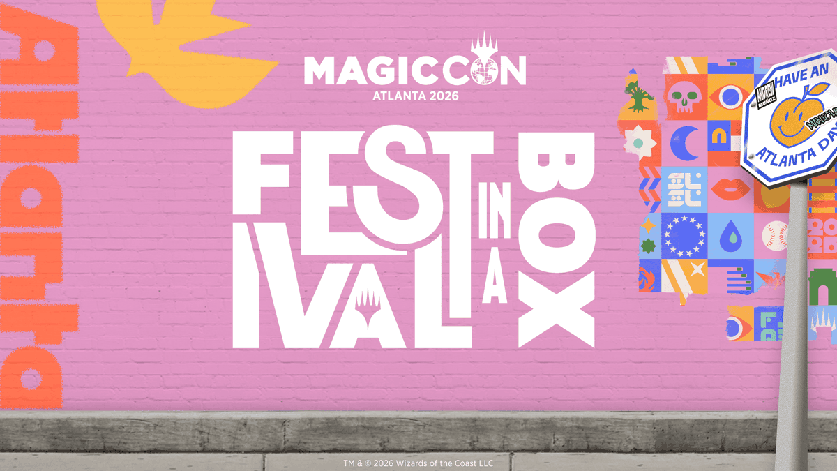 MTGSecretLair's tweet photo. Festival in a Box: Atlanta 2026 is almost ready for its grand debut! This year, we’re unveiling Secret Gallery: Atlanta, a frame-worthy drop featuring local Atlanta artists, alongside the new Mystery Booster Commander Edition. No dress code required. Available on October 19. https://t.co/E6bFjQx1k2